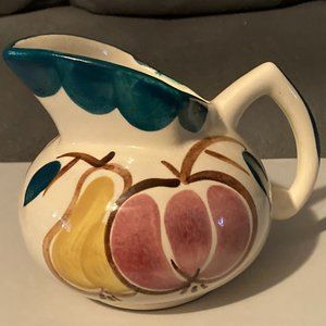 Vintage 1940's Puritan Pottery Hand Painted Apple/Pear Creamer/Small Pitcher-EUC